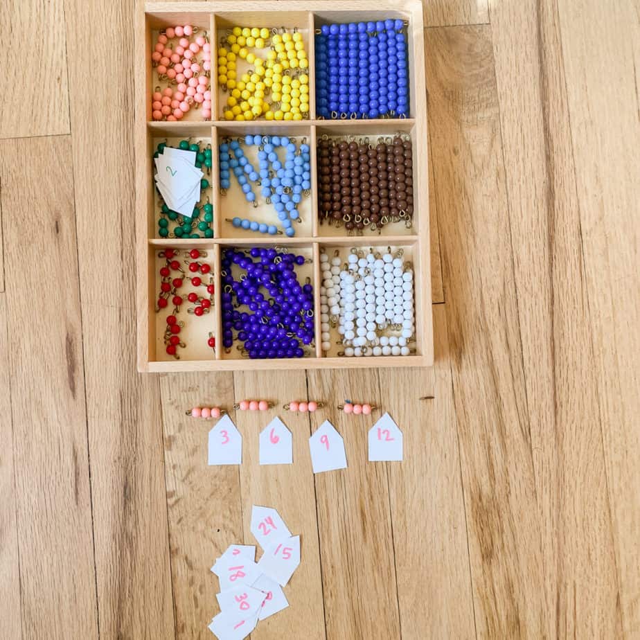 teaching skip counting with montessori beads