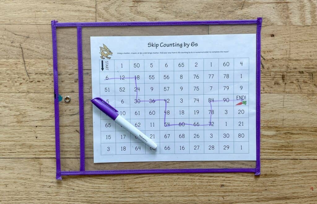 skip counting mazes dry erase