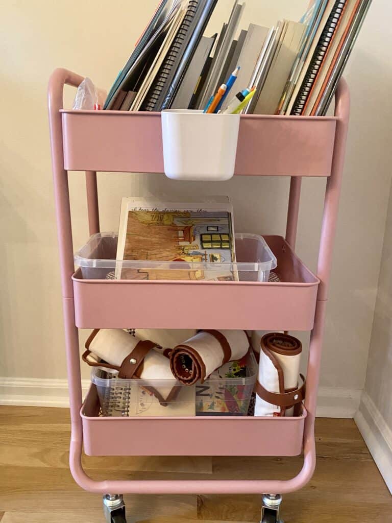 homeschool cart and room organization