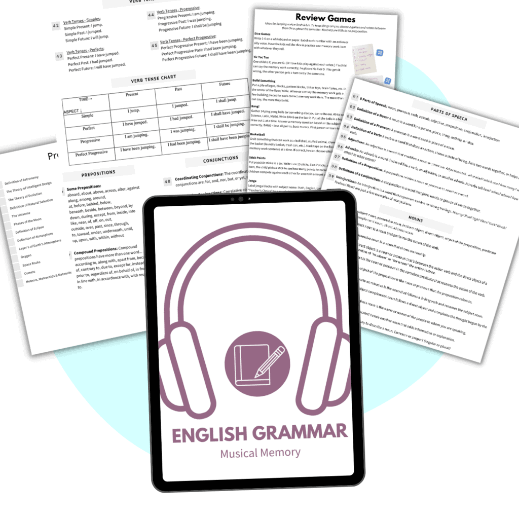 English grammar songs musical memory work