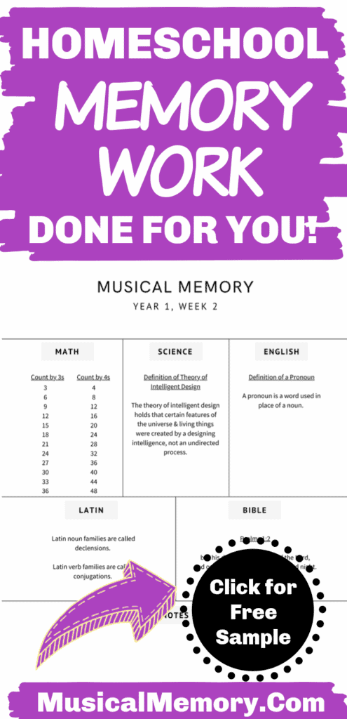 memory work homeschool program songs alternative to classical conversations