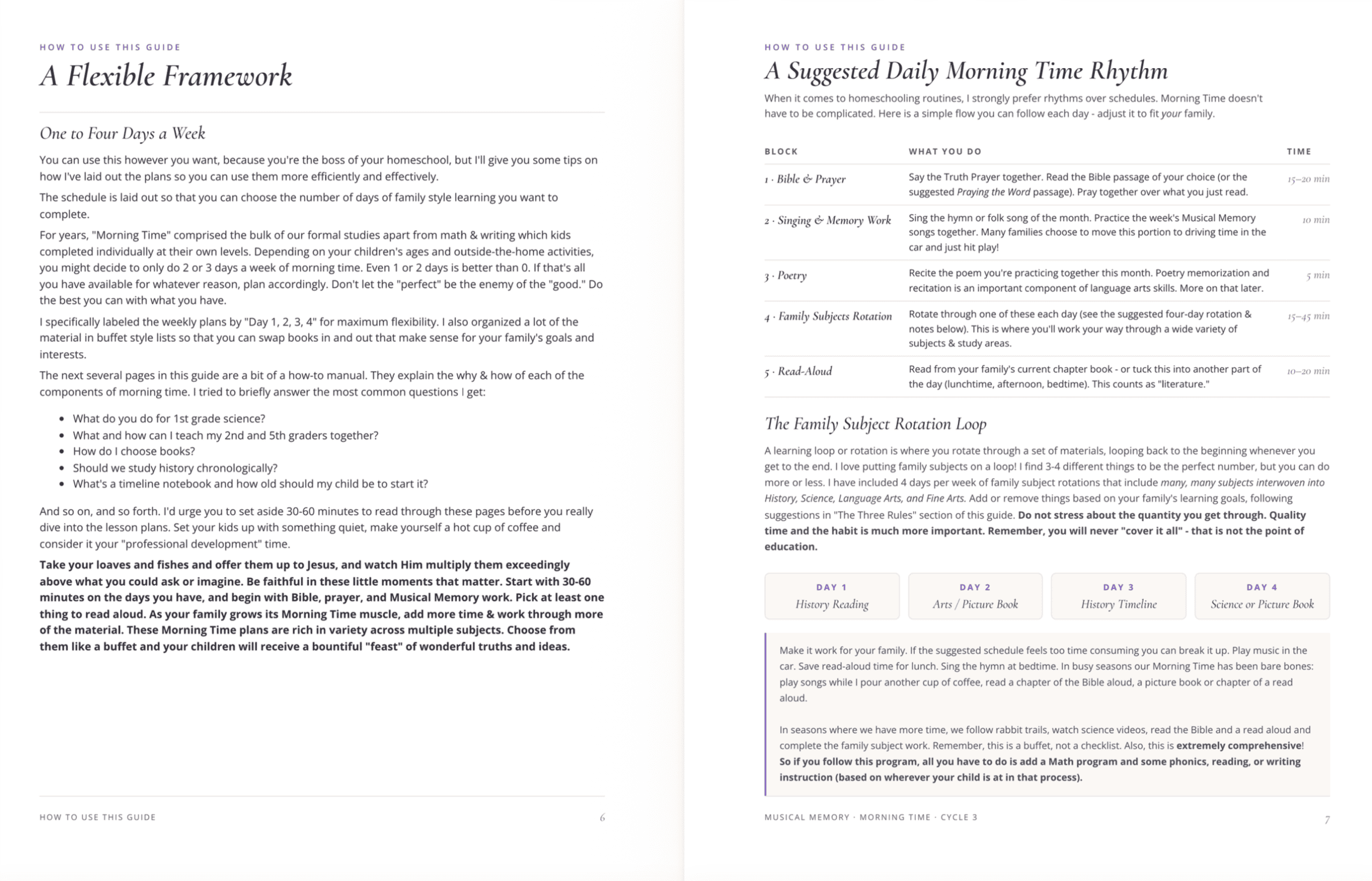 cycle 3 morning time scheduling